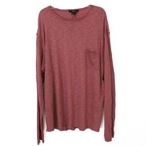 Twenty Montreal Slub Cotton Blend Pocket Tee XXL Purple Long Sleeve Mens B53